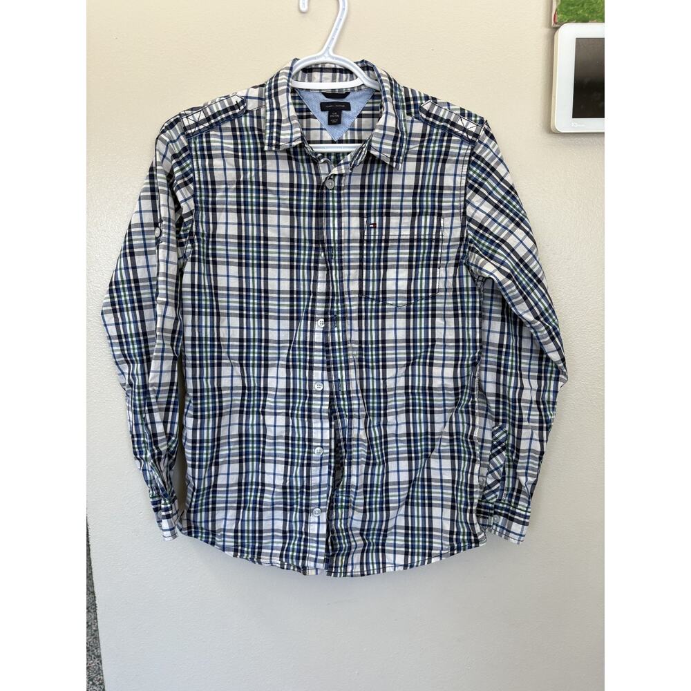 Tommy Hilfiger boy's plaid button up shirt size L (16/18) excellent condition